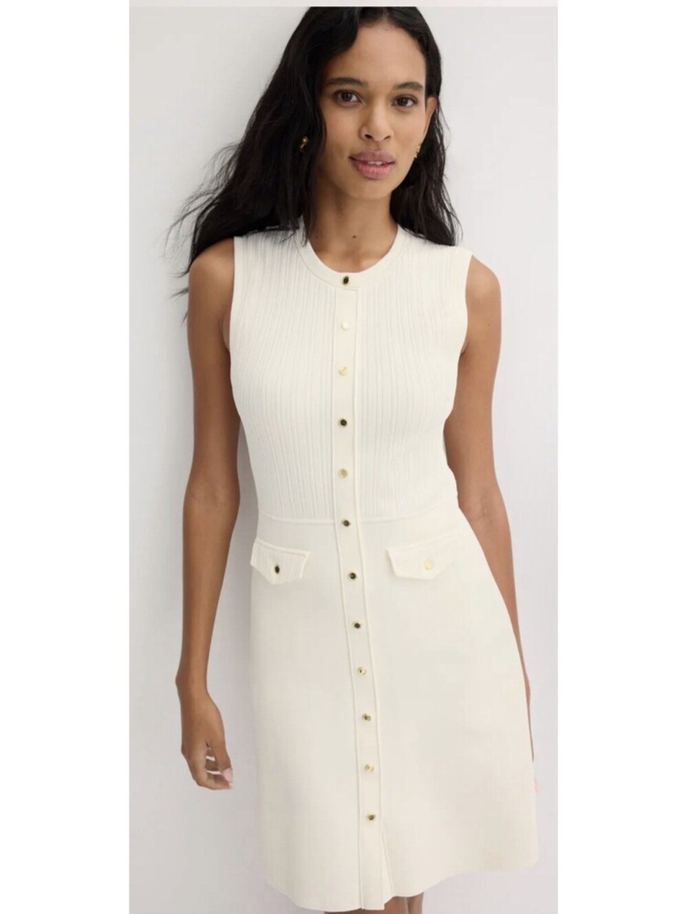 Sandro White Rib Knit Mini Dress Small/medium SUCH A BEAUTY $293 - Picture 2 of 14